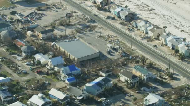 Luchtfoto stormvloedgolf beschadigd en vernietiging Florida — Stockvideo