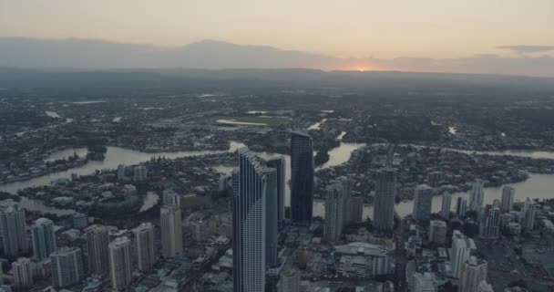 Coucher De Soleil Surfeurs Paradise skyscraper Gold coast Australie — Video