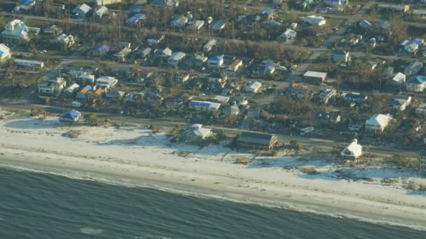 Flygfoto ocean storm våg orkan förstörelse Florida — Stockvideo