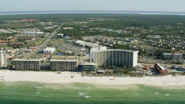 Air coast view Panama City beach hotels Florida — Stock video