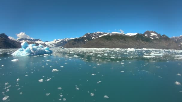 Παγόβουνα επιπλέουν Αλάσκα τυρκουάζ χρώμα ωκεανός Βορειοδυτικός Ειρηνικός — Αρχείο Βίντεο