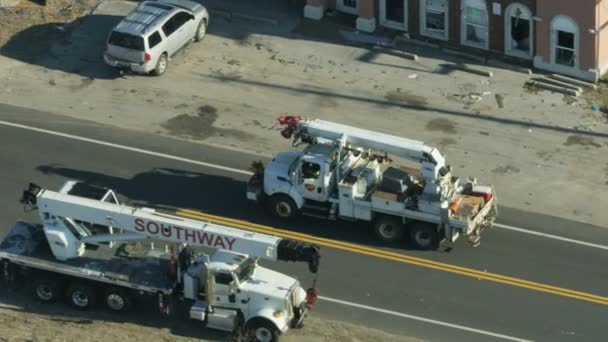 Florida Novembre 2018 Aerial View Service Utility Truck Driving Streets — Video Stock