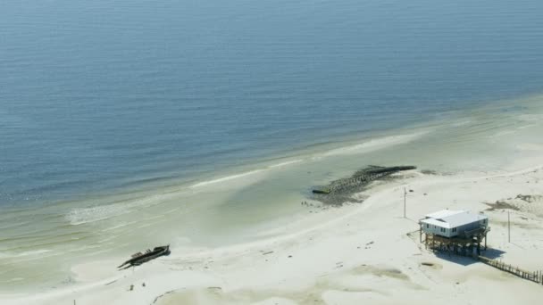 Vista aérea navios naufragados Dog Island Florida EUA — Vídeo de Stock