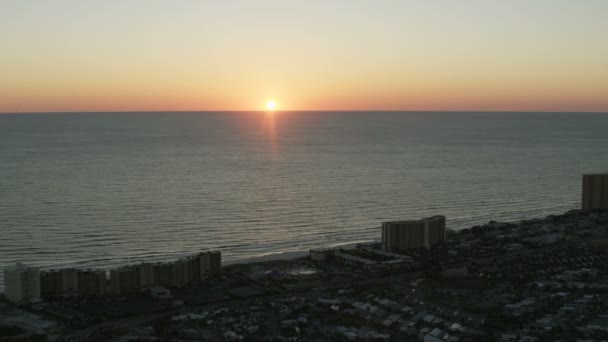 Aerial view of Panama City beach at sunset — Stock Video