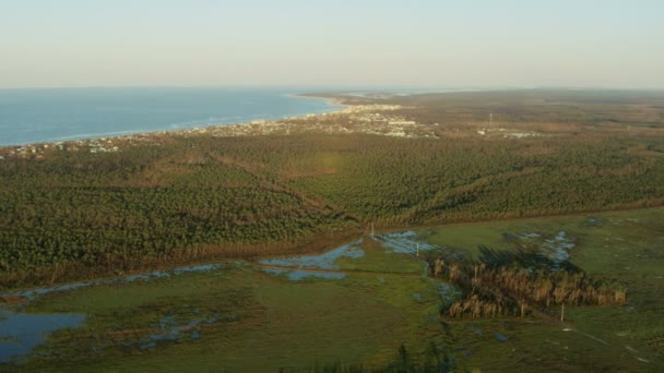 Luchtfoto zonsopgang orkaan schade Mexico Beach Florida Verenigde Staten — Stockvideo