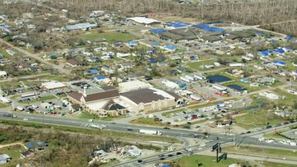佛罗里达 2018年11月 美国佛罗里达海滩飓风迈克尔登陆后的空中社区破坏景象 — 图库视频影像
