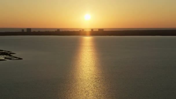 Aerial sunset West Bay peninsula Panama City America — Stock Video