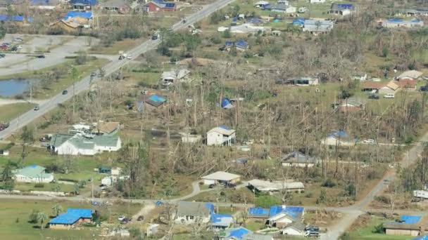 Vista aérea quebrado árvores quebradas furacão ventos tempestade — Vídeo de Stock