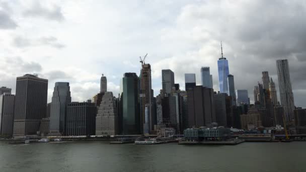 Timelapse mrakodrapy Lower Manhattan finanční okres New York — Stock video