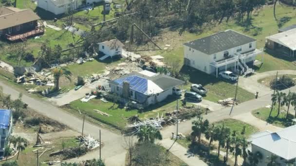 Aerial view damage recent severe Hurricane storm America — Stock Video