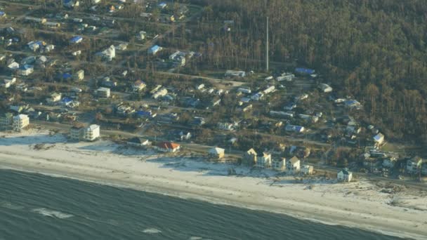 Luchtfoto residentieel pand Hurricane Michael schade Florida — Stockvideo