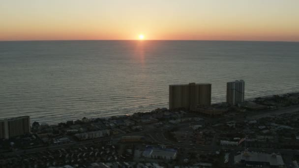 Aerial sunset view resort Hotels condominiums Southern Florida — Stock Video