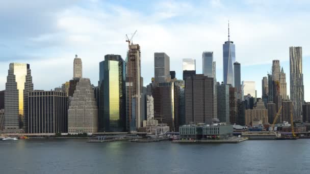 Nova Iorque timelapse Downtown movimentado terminais de balsa fluvial — Vídeo de Stock
