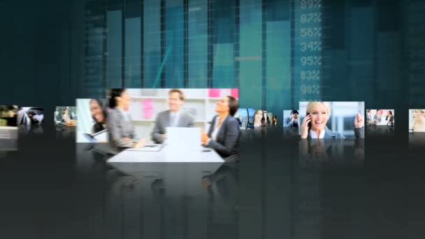 Montagem 3D de gerentes de negócios multi étnicos fechar negócio — Vídeo de Stock