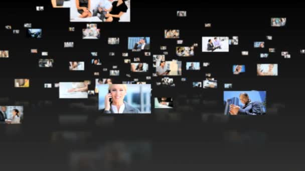 Cyfrowy montaż wielu udanych etniczne menedżerów ekran dotykowy — Wideo stockowe