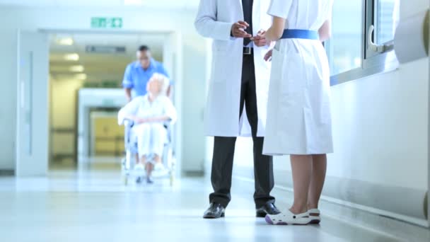 Pacientes Atención hospitalaria Personal multiétnico — Vídeo de stock