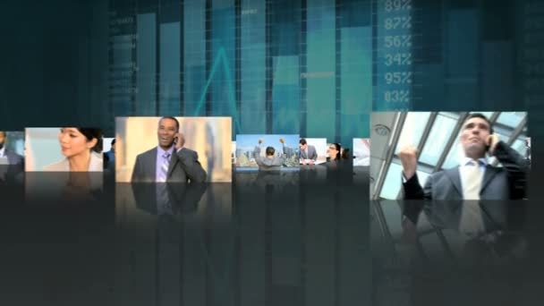 Montagem de gestores multi étnicos financiar o sucesso — Vídeo de Stock