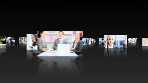 Montage 3D de gens d'affaires intelligents multi-ethniques conclure un accord — Video