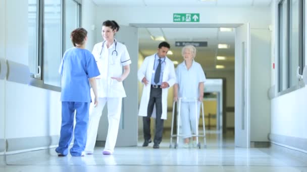 Pacientes Atención hospitalaria Personal multiétnico — Vídeo de stock