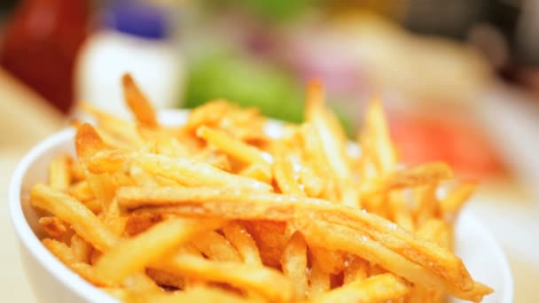Delicious Home Made French Fries Close Up — Stock Video