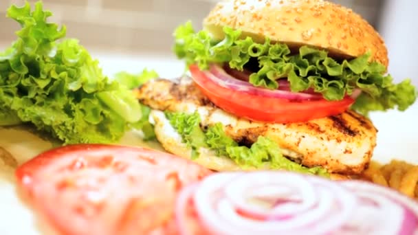 Freshly prepared healthy sandwich — Stock Video