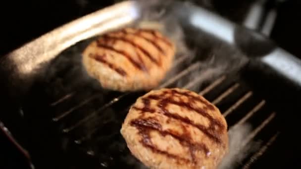 Ground Beef Browning Hot Griddle Pan — Stock Video