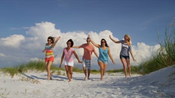 Adolescenti insieme divertirsi sulla spiaggia — Video Stock