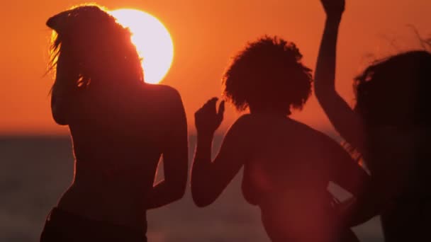 Jóvenes divirtiéndose en la playa — Vídeo de stock