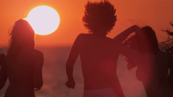 Junge Leute haben Spaß am Strand — Stockvideo