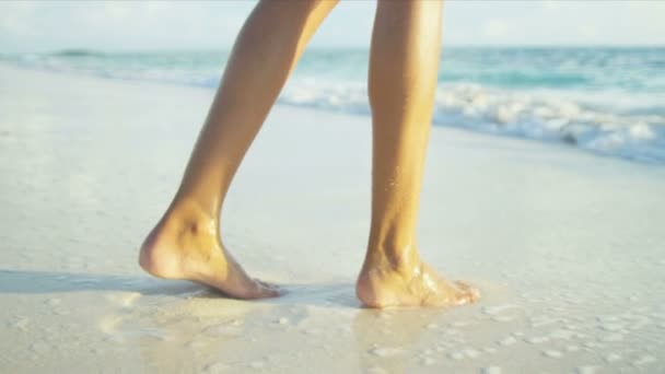 Gambe nude della ragazza della spiaggia latino-americana — Video Stock