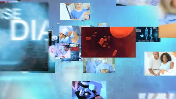 Lékařské ordinace tým působící dotyková obrazovka — Stock video