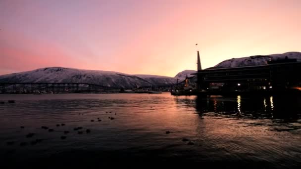 Coucher de soleil coloré d'hiver — Video