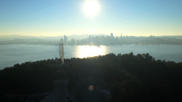 Luchtfoto nieuwe baai hangbrug, San Francisco — Stockvideo