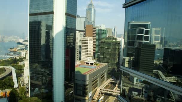 Centrum Hong Kong city wolkenkrabbers — Stockvideo
