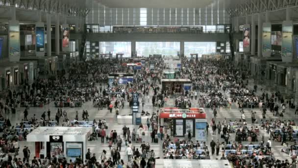 Passengers at The new TGV Rail Station at Shanghai — Stock Video