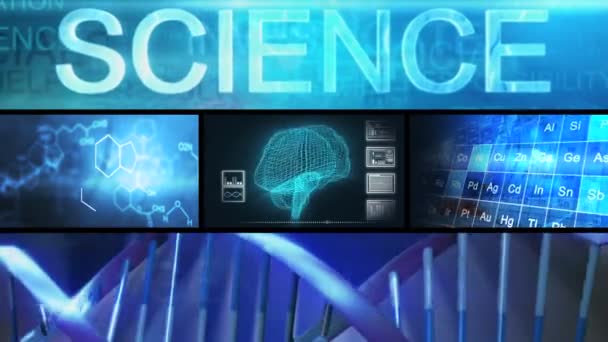 CG video scienza neurone medico tavola periodica grafica touchscreen movimento — Video Stock