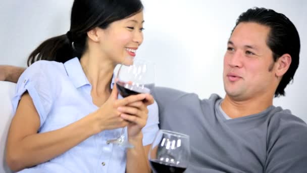 Couple Drinking Red Wine — Stock Video