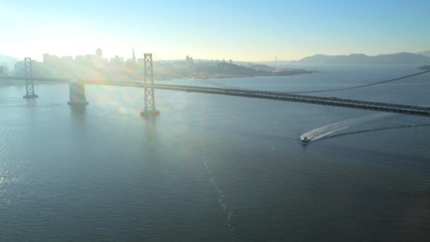 Puente colgante aéreo Oakland Bay, San Francisco — Vídeos de Stock
