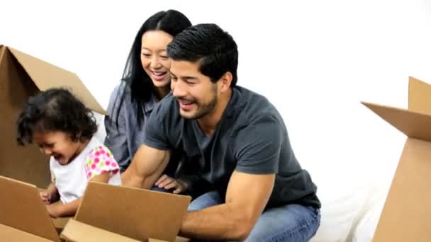 Couple having fun with daughter — Stock Video