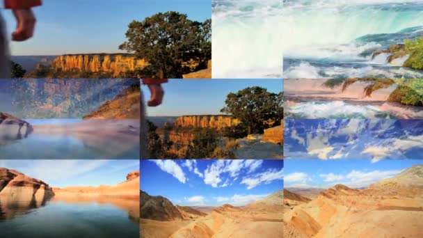 3d 墙蒙太奇美国国家公园旅游度假峡谷山生活 — 图库视频影像