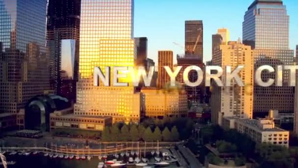 CG vídeo montagem área vista aérea Manhattan EUA movimento gráficos — Vídeo de Stock