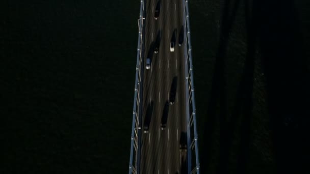 Vista aérea aérea Oakland Bay Bridge Treasure Island — Vídeo de Stock