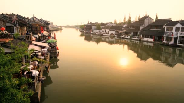 Zhujiajiao antik stad på vatten — Stockvideo