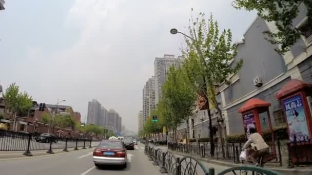Driving suburb roads Shanghai City — Stock Video