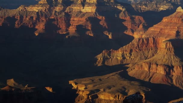 Grand Canyon National Park panning cliffs sunrise shadow, Arizona, USA — Stock Video