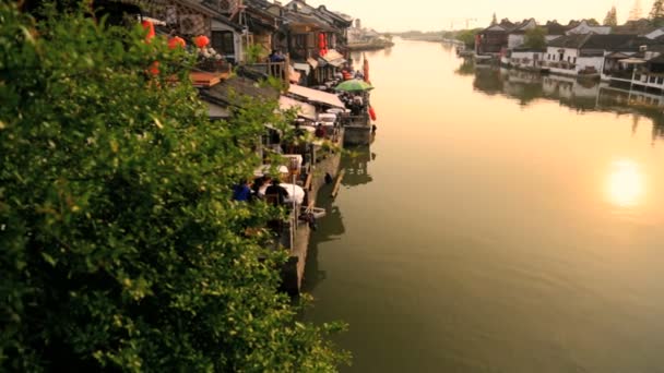 Чжуцзяцзяо Древний город на воде — стоковое видео