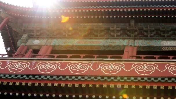 Drum Tower Beijing decorative ancient building — Stock Video