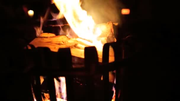 Madeira queimando na chaminé de fogo — Vídeo de Stock