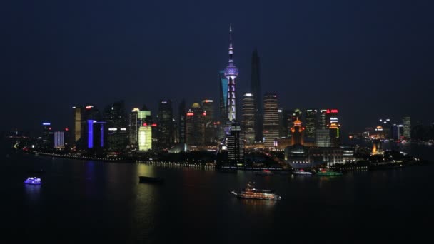 Illuminated Oriental Pearl Tower — Stock Video