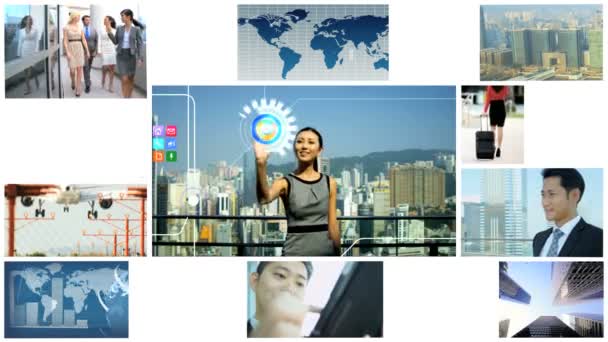 Montaż wideo CG chińskich przedsiębiorstw multimedialnych nawigacji aplikacji projekt graficzny — Wideo stockowe